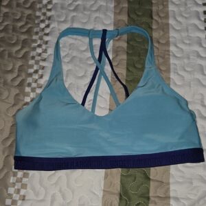 Under Armour Sky Blue Sports Bra with Dark Blue Trim